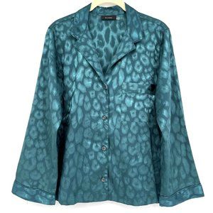 Natori Size Small Decadence Satin Cheetah Leopard Print Lounge‎ Pajama Shirt